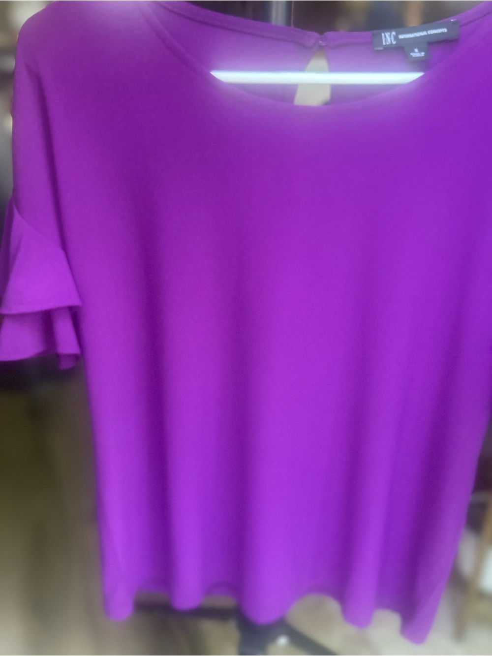 INC International Concepts Purple Ruffle Sleeve Women's Top size small.